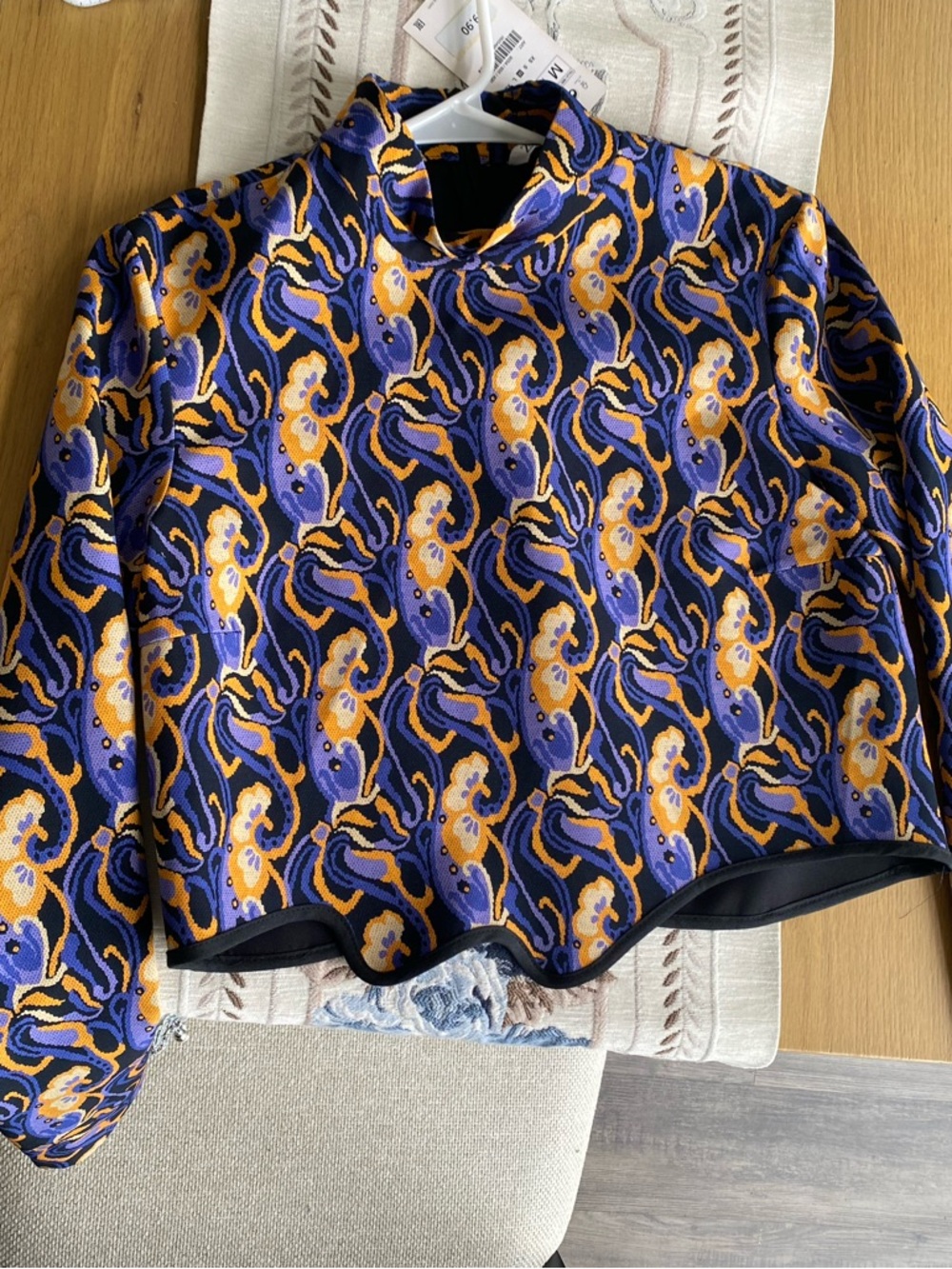 NWT Zara Printed High Neck Cropped Top - Size M - Picture 2 of 11